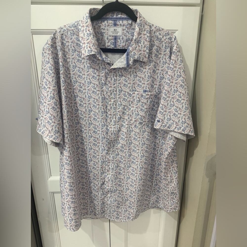 7 Diamonds Men's Leaf Print Short Sleeve Shirt 3XL 4 way stretch